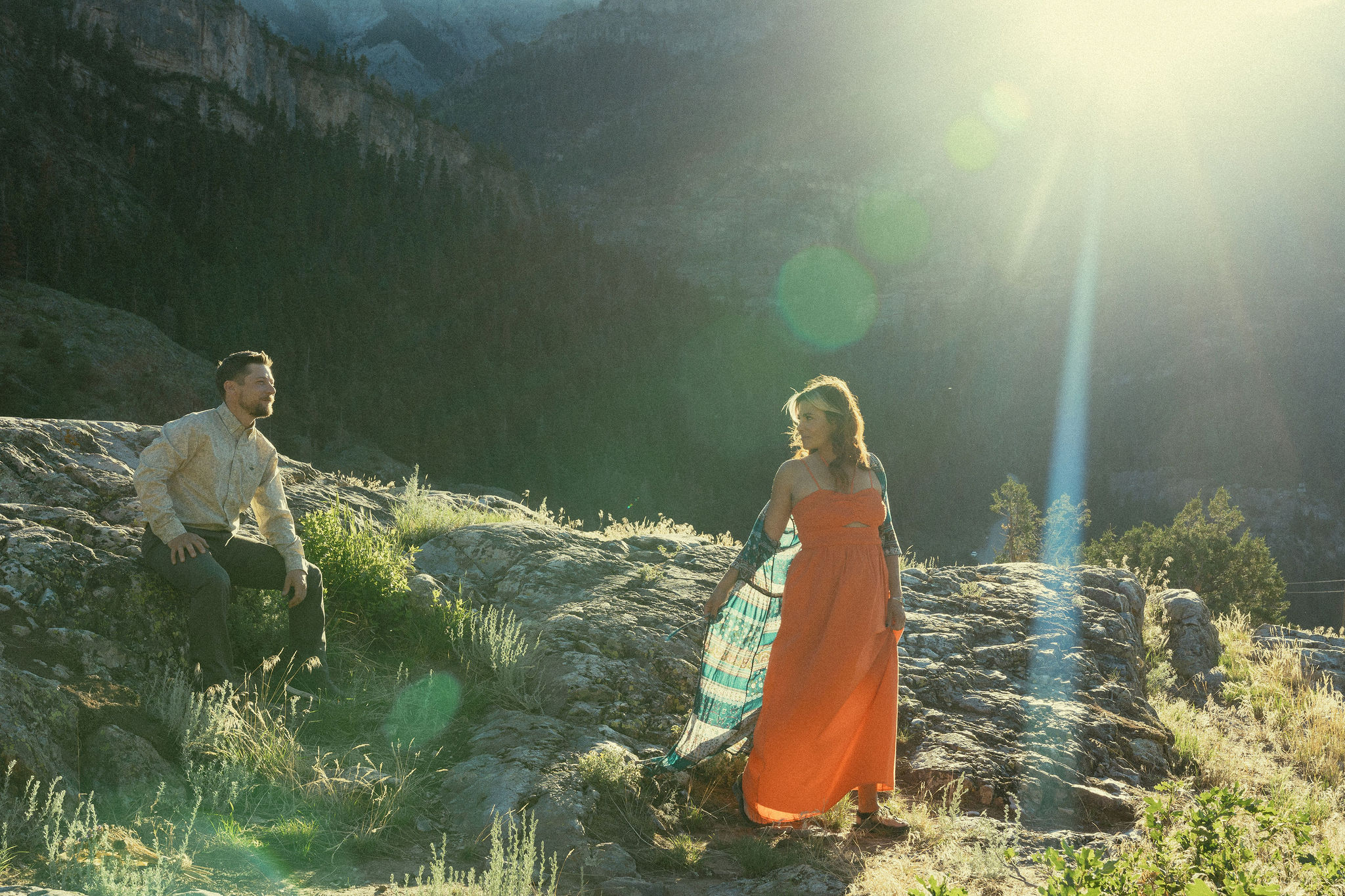 stunning couple pose together in the Colorado mountains