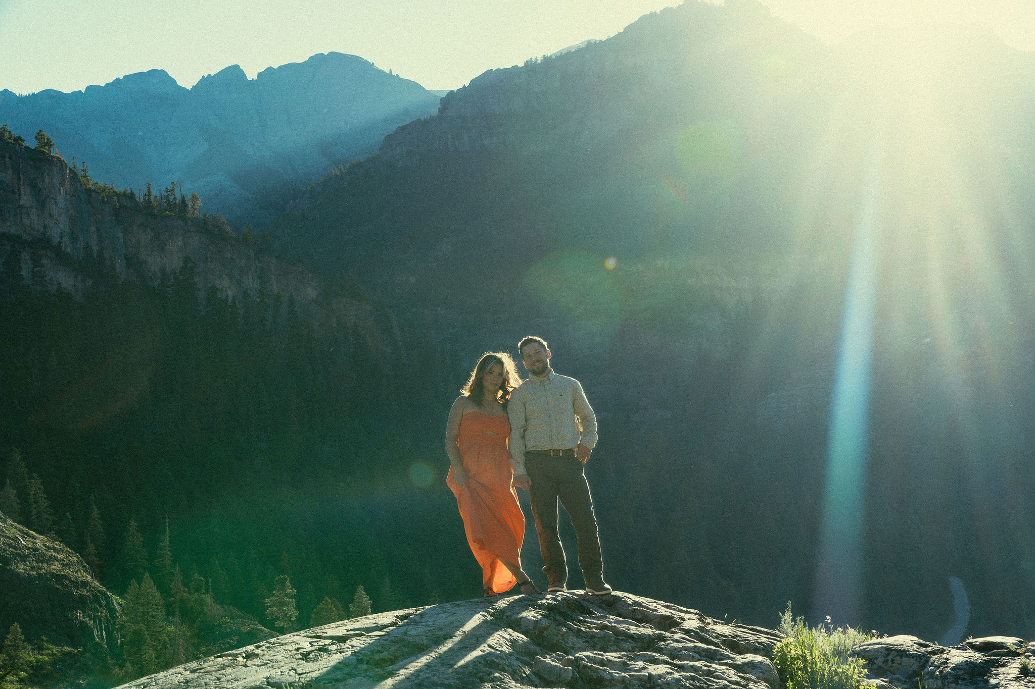 stunning couple pose together in the Colorado mountains