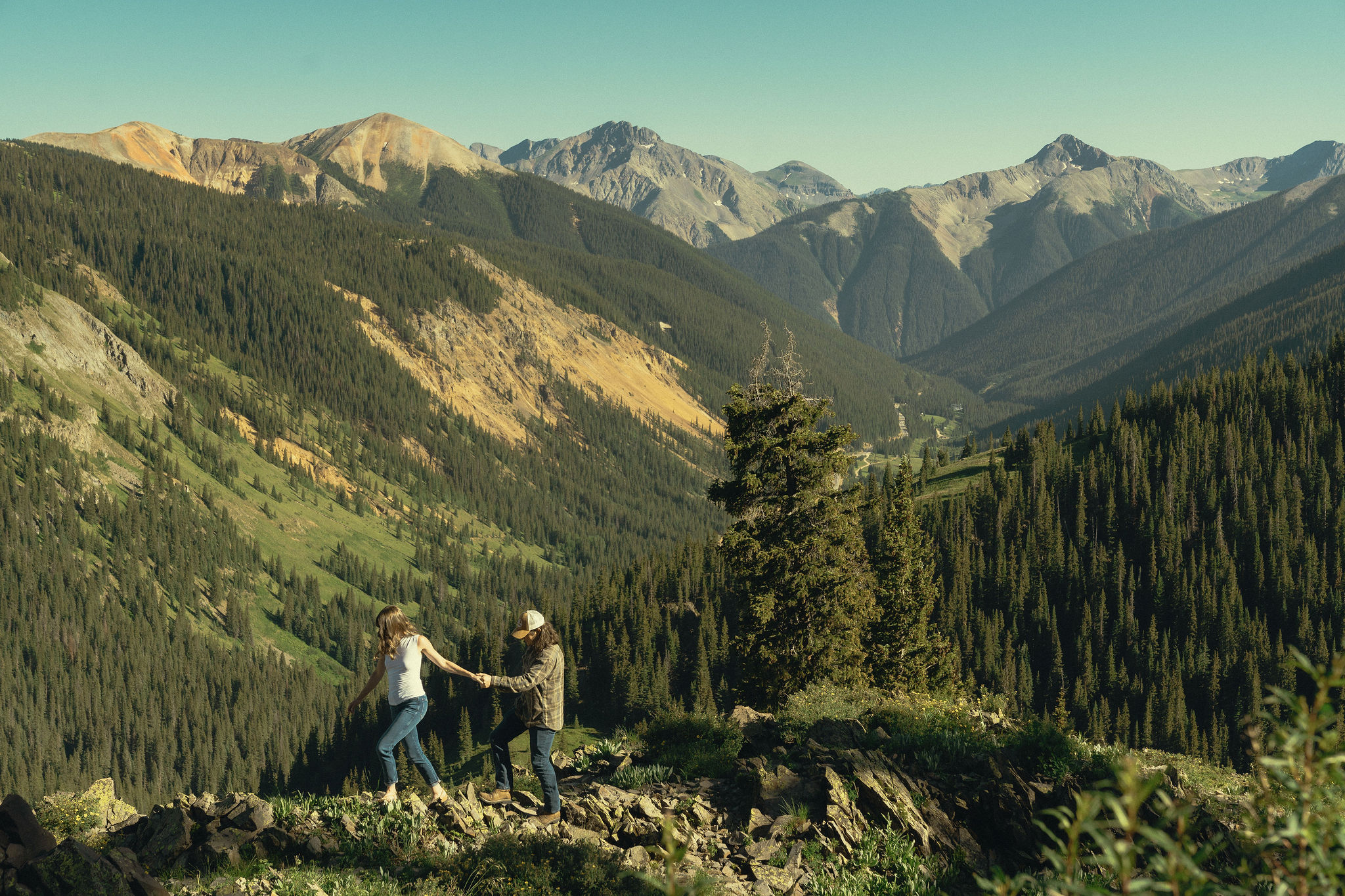 beautiful couple pose in the Colorado nature