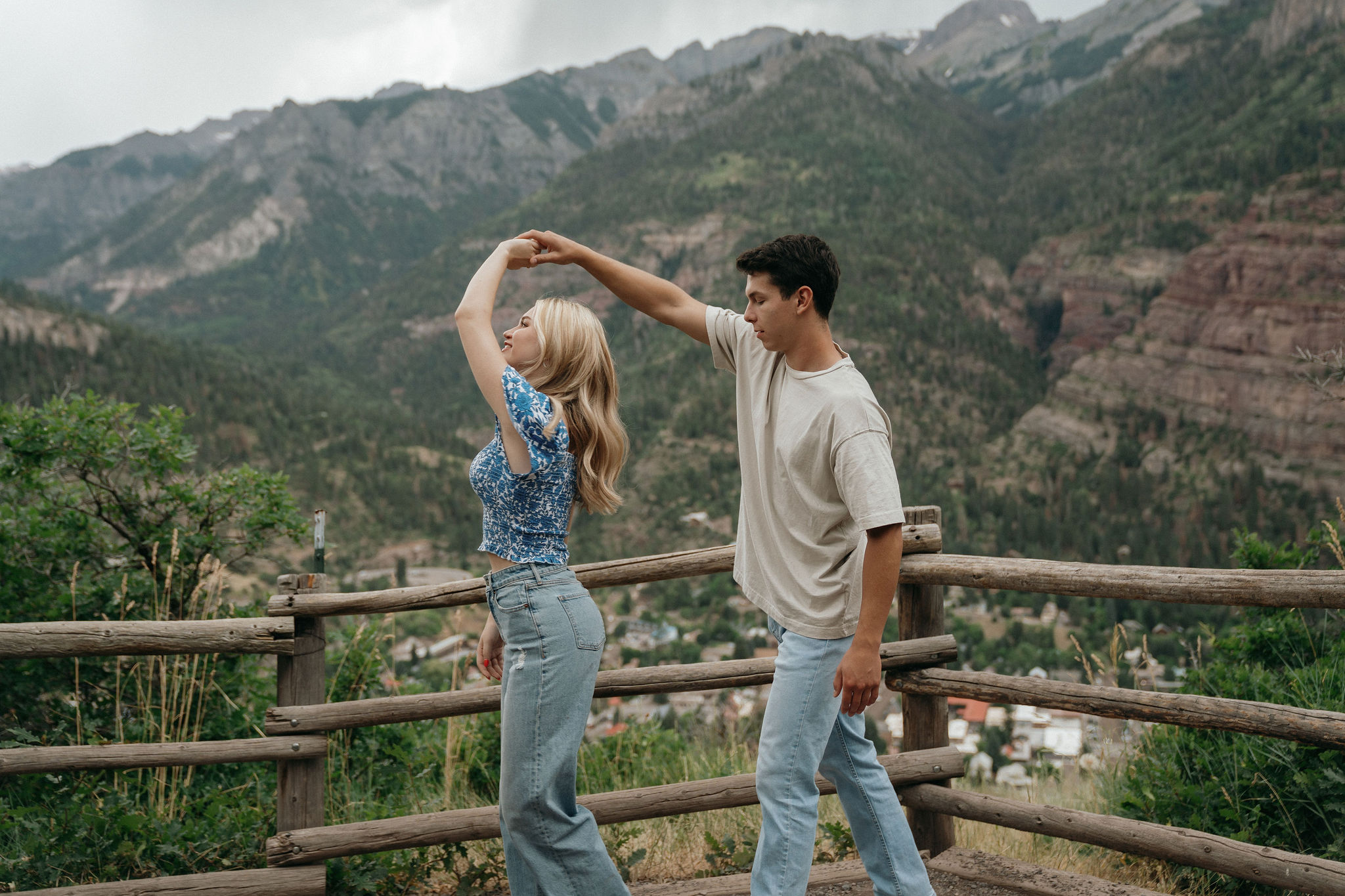 stunning couple pose in the mountains outside Ouray, Colorado! 