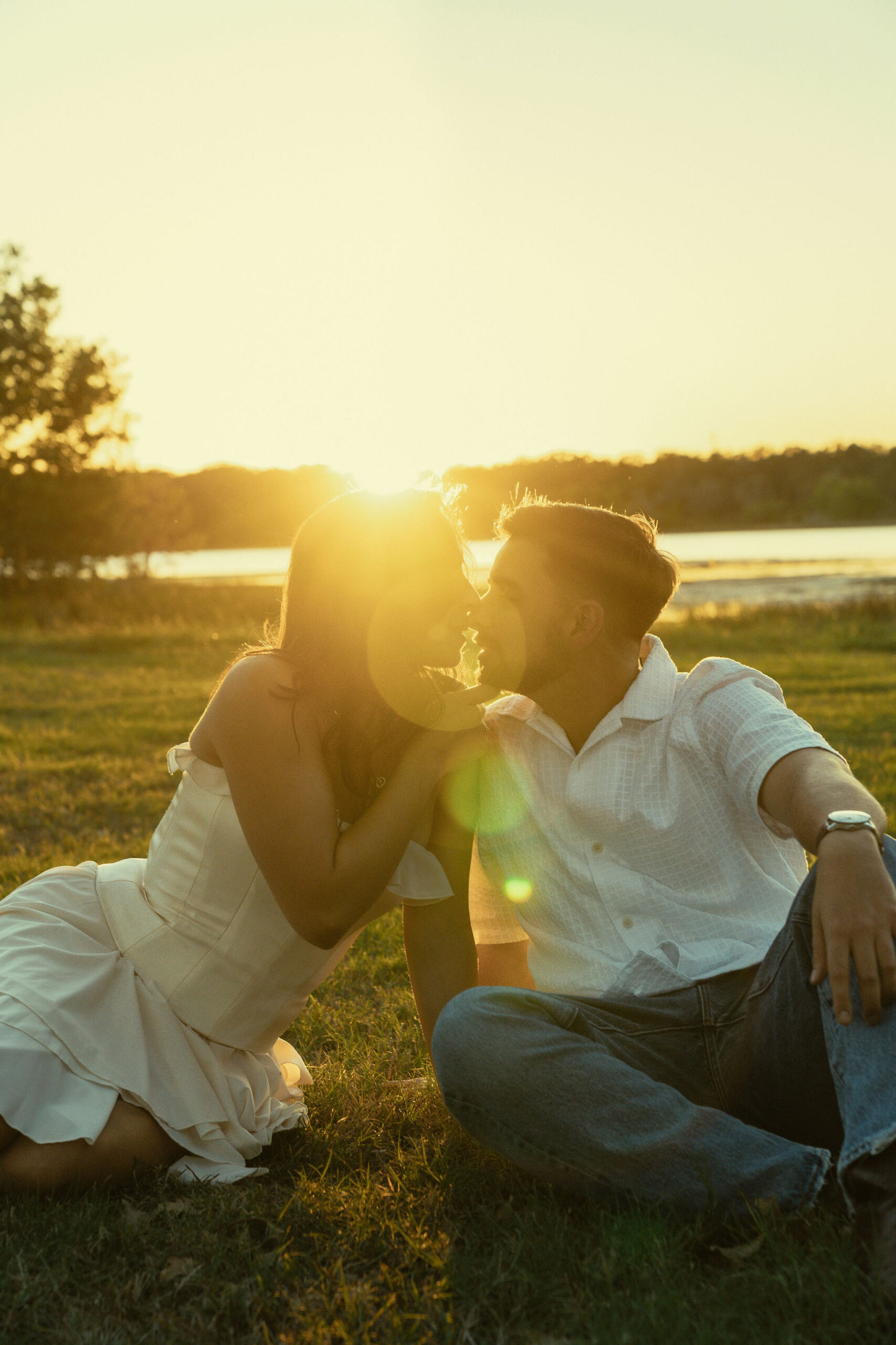 beautiful couple share an intimate moment during their engagement photoshoot with Sasha Takes Pictures
