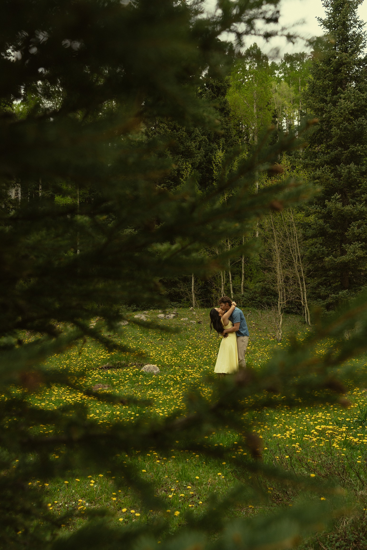beautiful couple take romantic photos outside Durango colorado