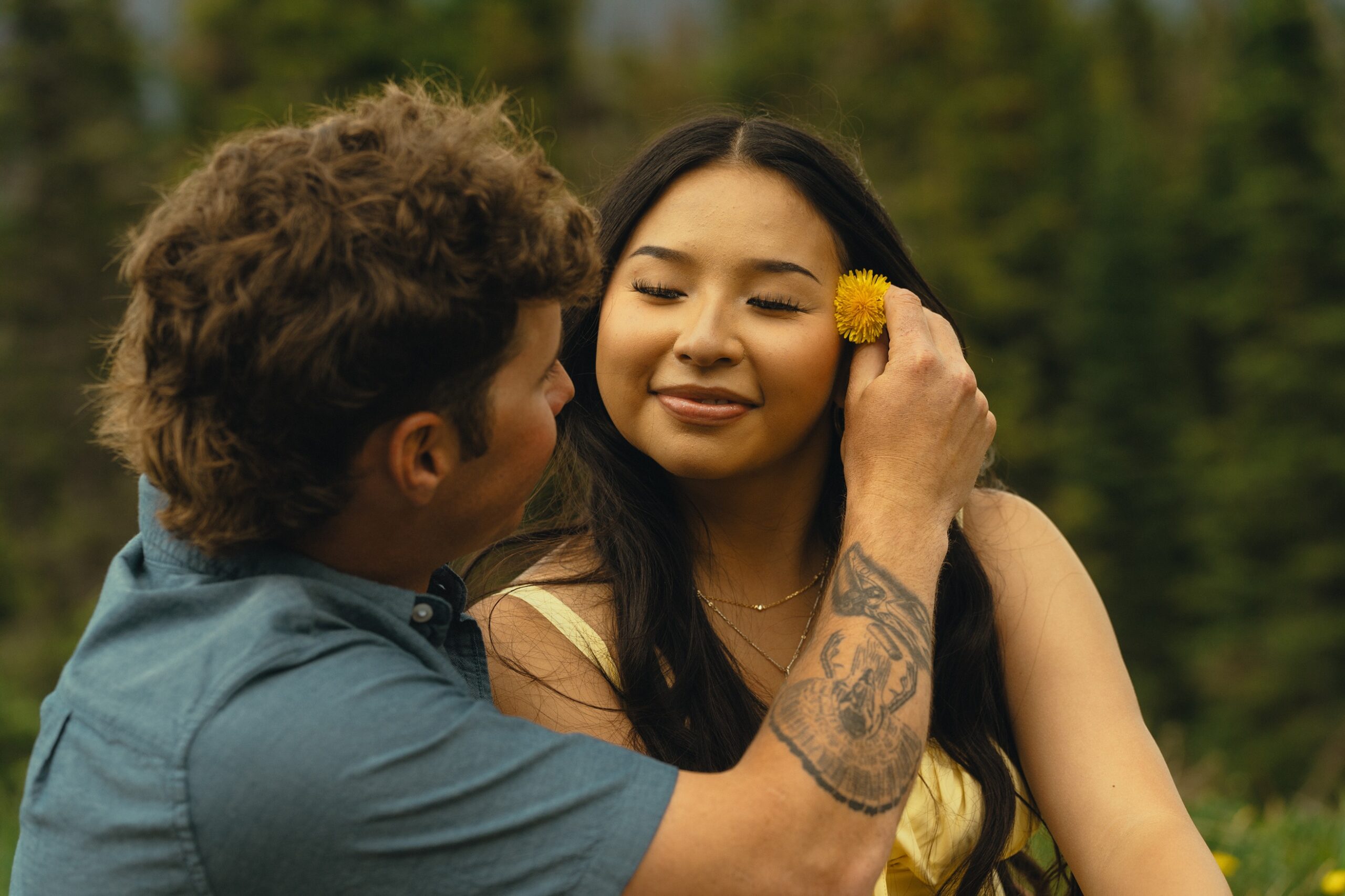 beautiful couple take candid couples photos in the mountains outside Durango, Colorado