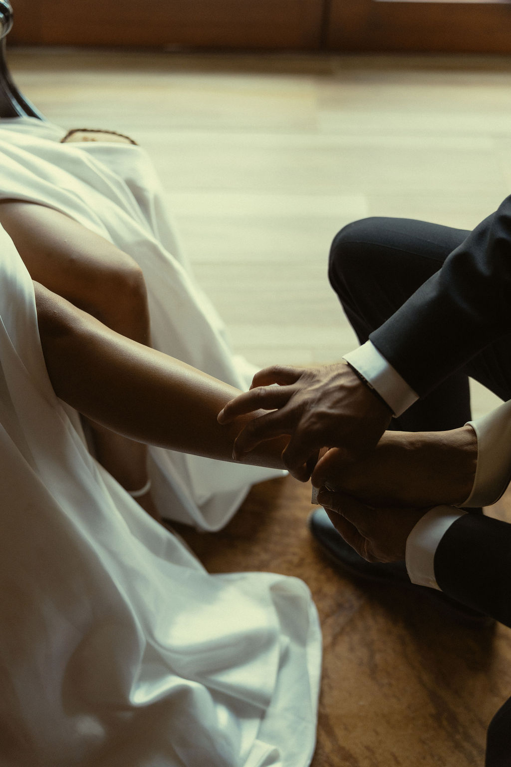 bride prepares for her stunning gold mountain ranch wedding in Colorado
