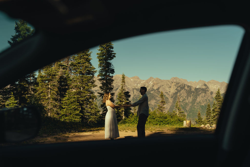stunning couple share candid laughs and love during their Durango engagement photos