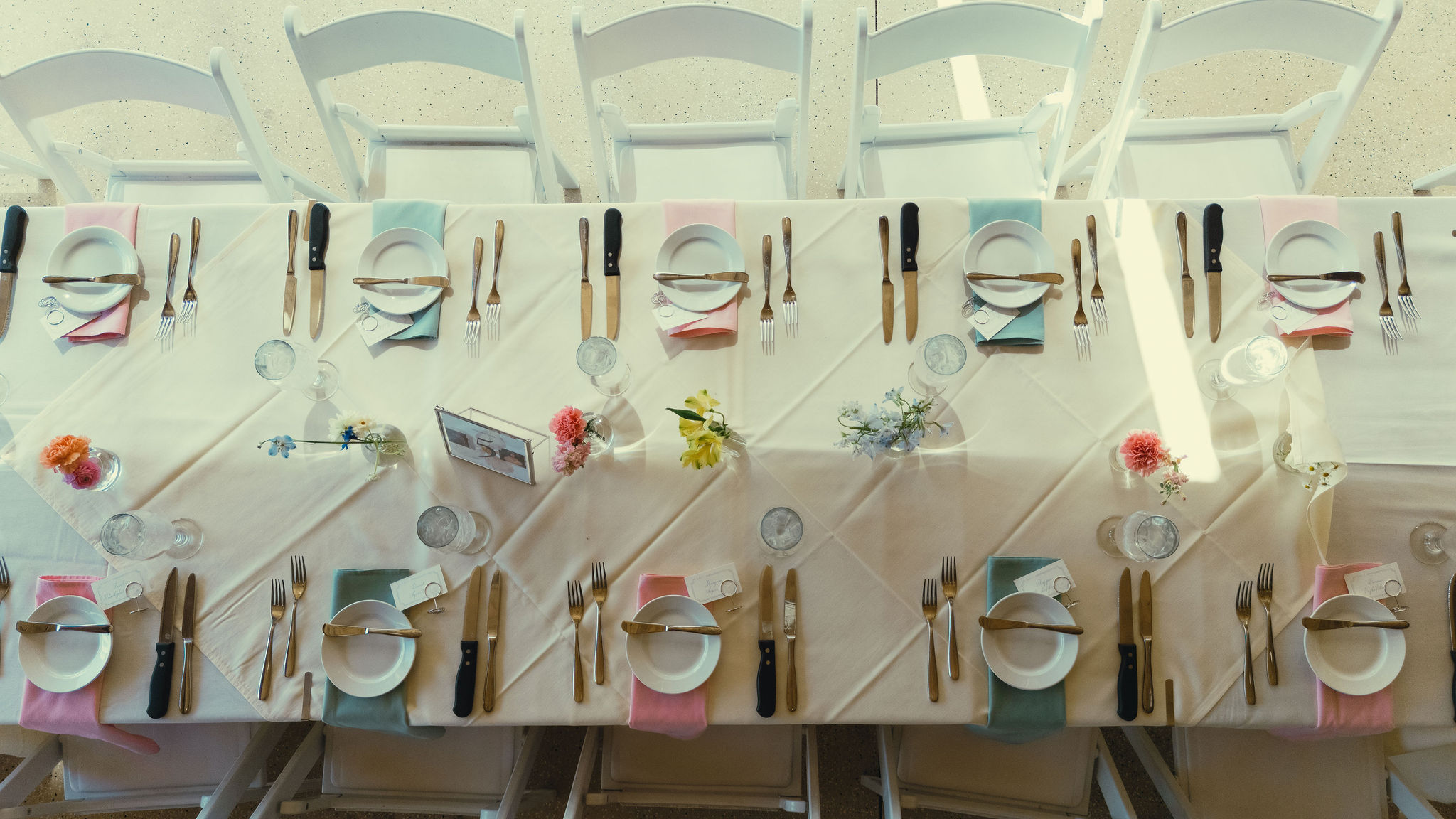stunning pastel wedding places are set up and ready for the beautiful wedding day