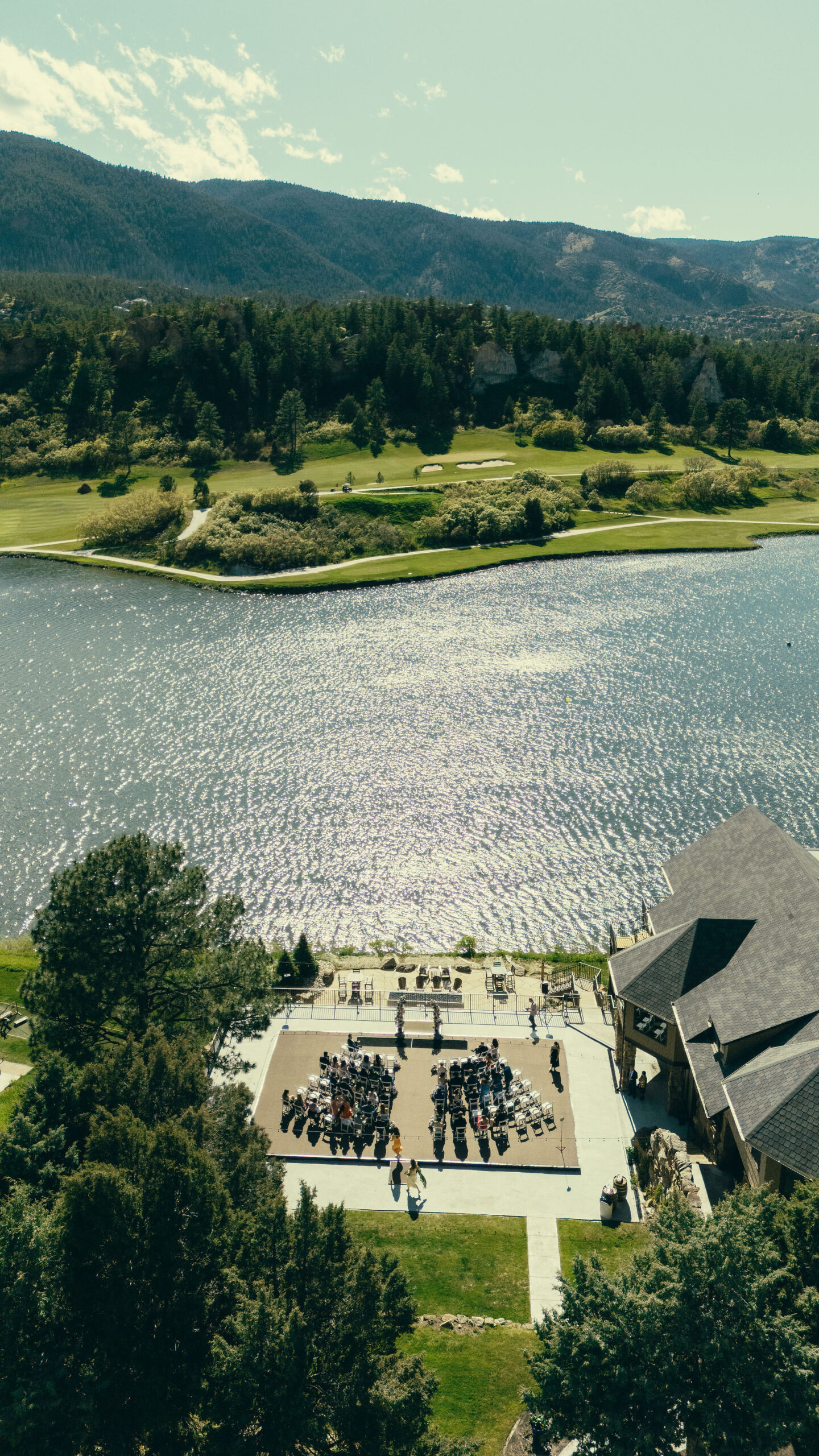 drone shots of the beautiful Perry Park country club wedding day