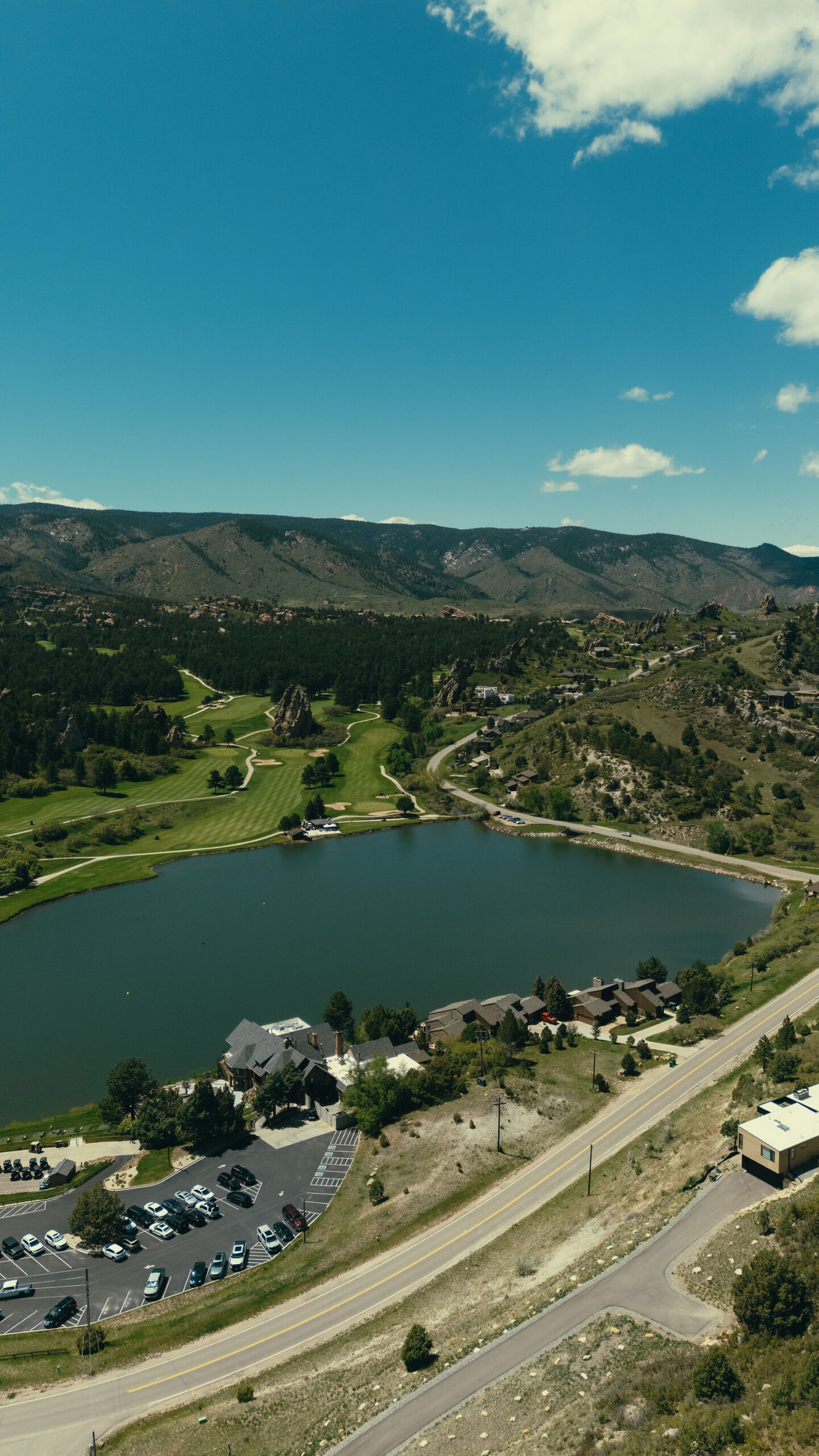 drone shots of the beautiful Perry Park country club wedding day