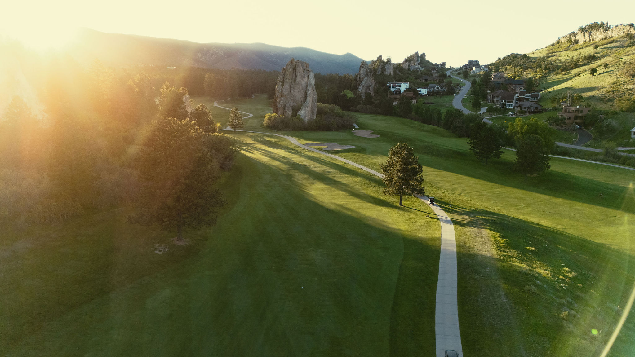 drone shots of the beautiful Perry Park country club wedding day
