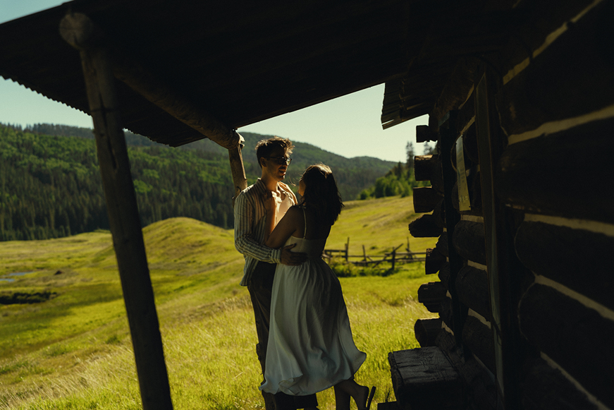 beautiful couple share an intimate moment during 