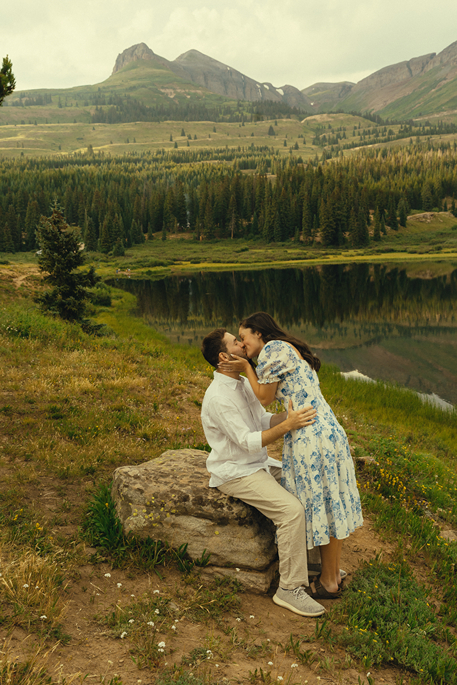couple share romantic moments together during their Molas engagement session 
