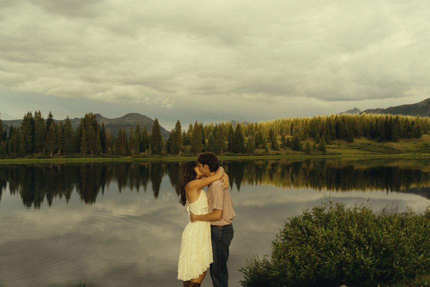 beautiful couple pose together during their stunning engagement shoot in Silverton, Colorado  