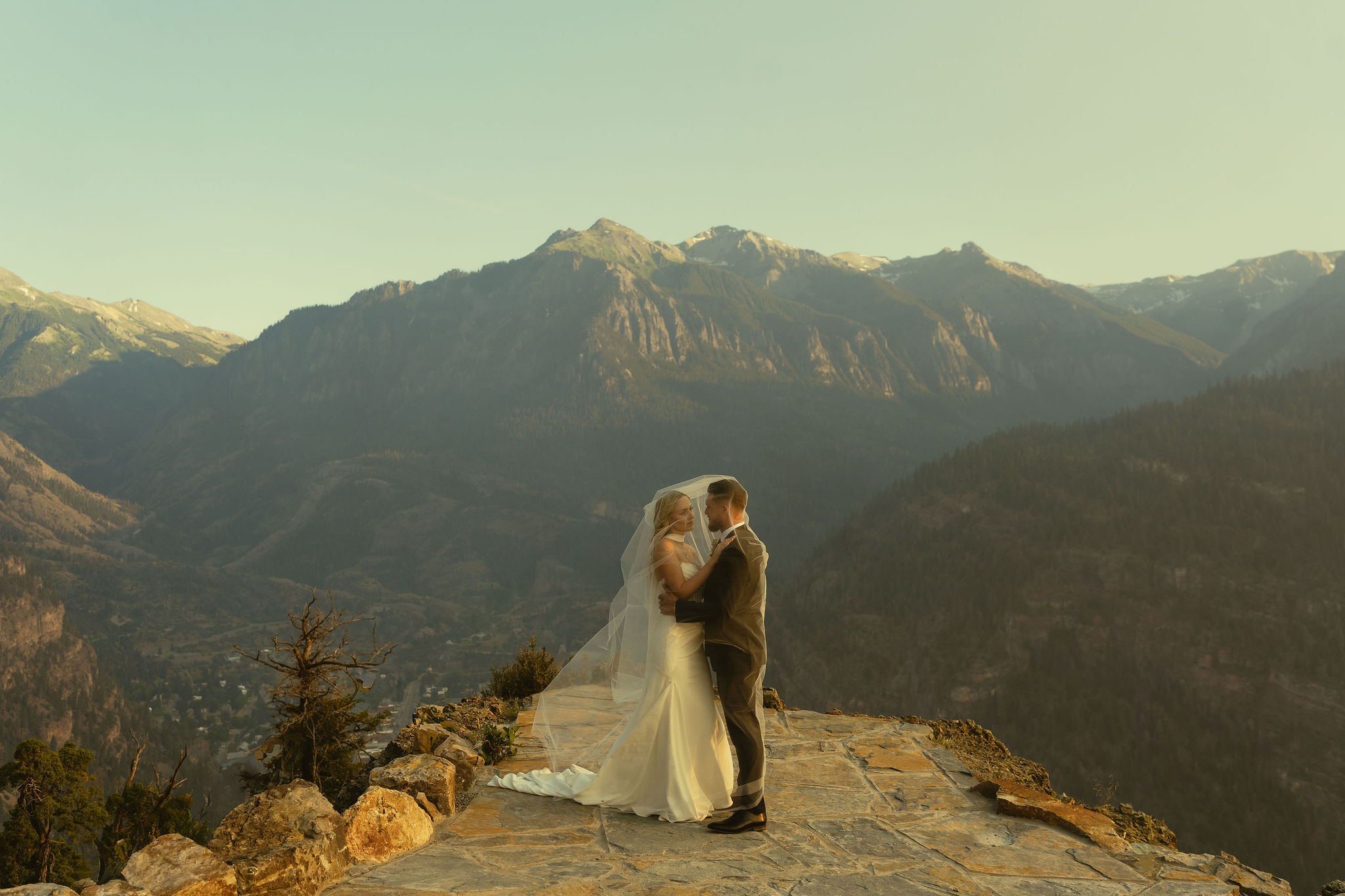 A stunning hazy view of Ouray, CO
